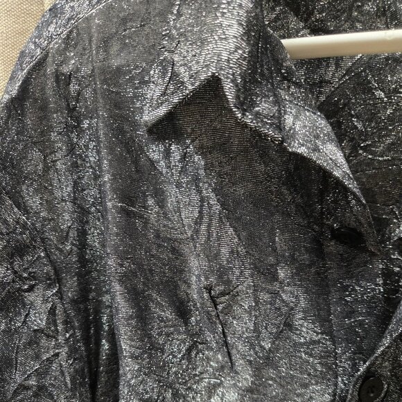 Mod Vintage Positano Shirt Mens Large Silver Button Up Disco shirt - Picture 6 of 6